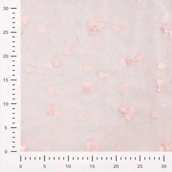 Tüll mit Herzen hellrosa